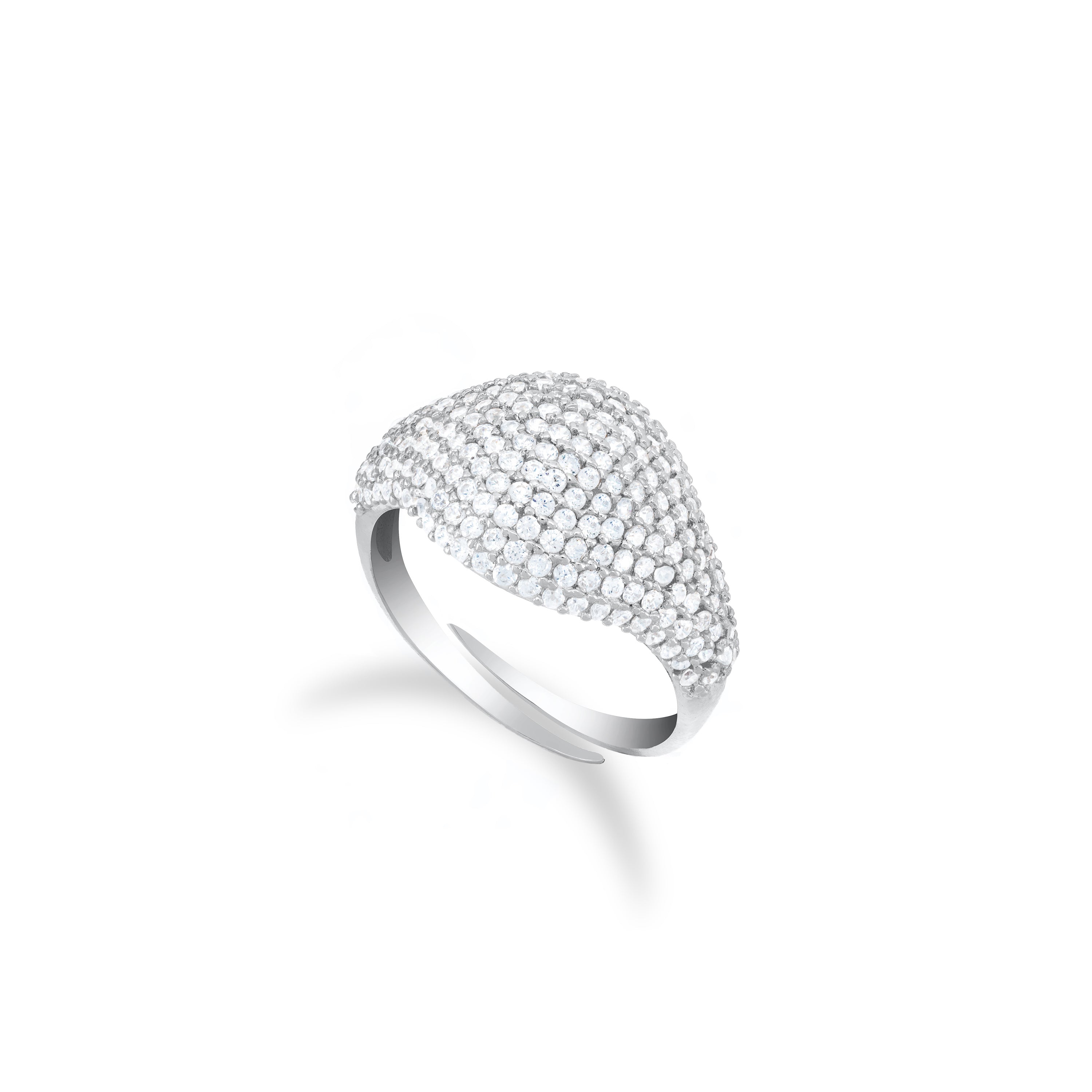 Cubic Zirconia Pave Dome Pinky Ring