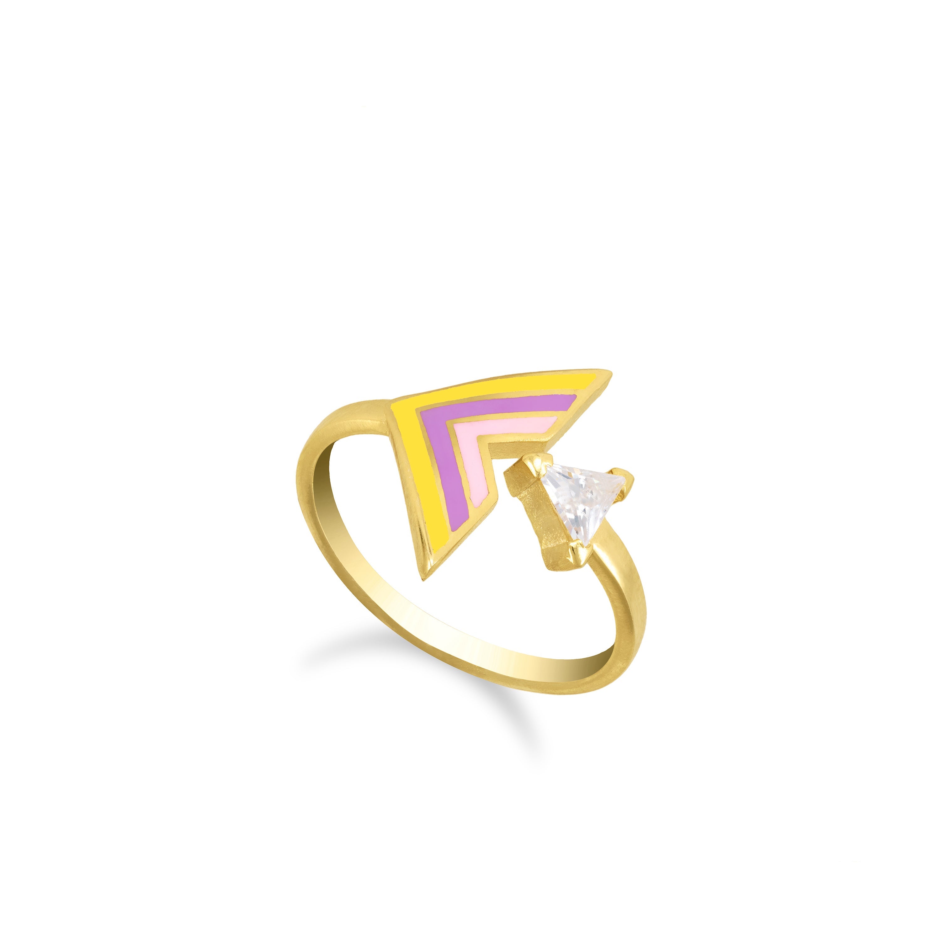 Cubic Zirconia Triangle Open Enamel Ring