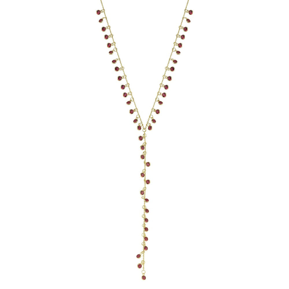 Dangling Bezel Droplets Lariat Necklace