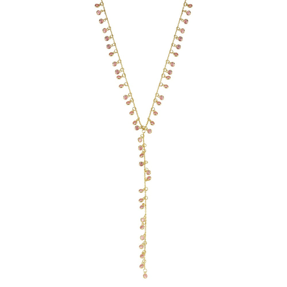 Dangling Bezel Droplets Lariat Necklace