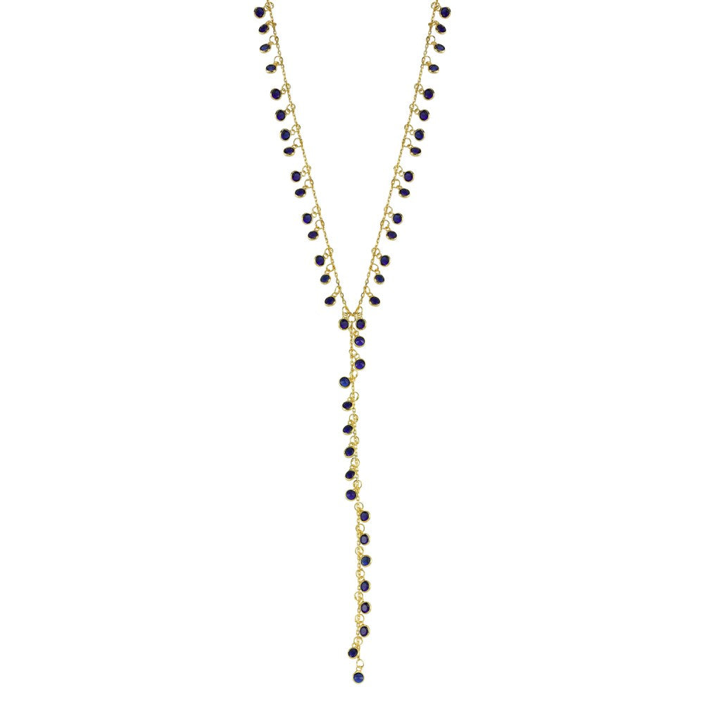 Dangling Bezel Droplets Lariat Necklace