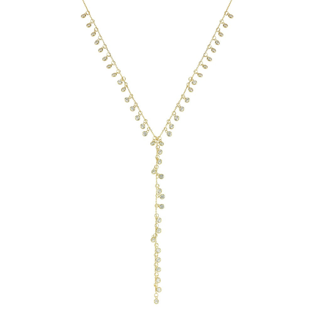 Dangling Bezel Droplets Lariat Necklace