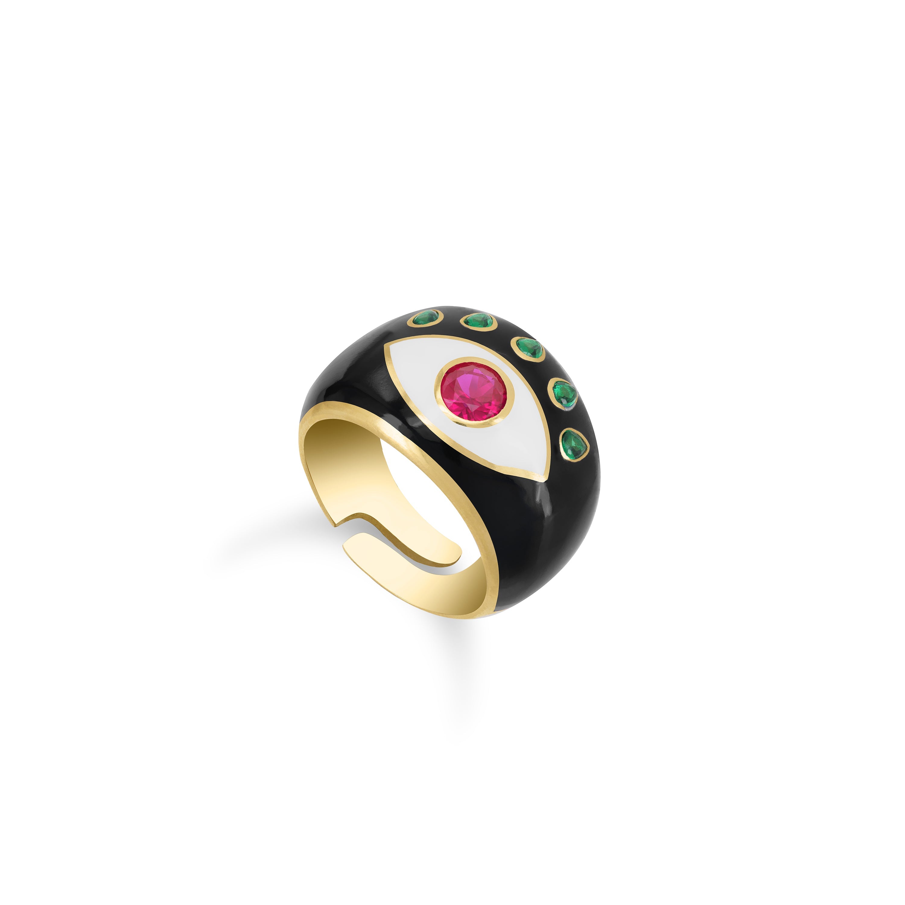 Enamel Engrave Chunky Evil Eye Dome Ring