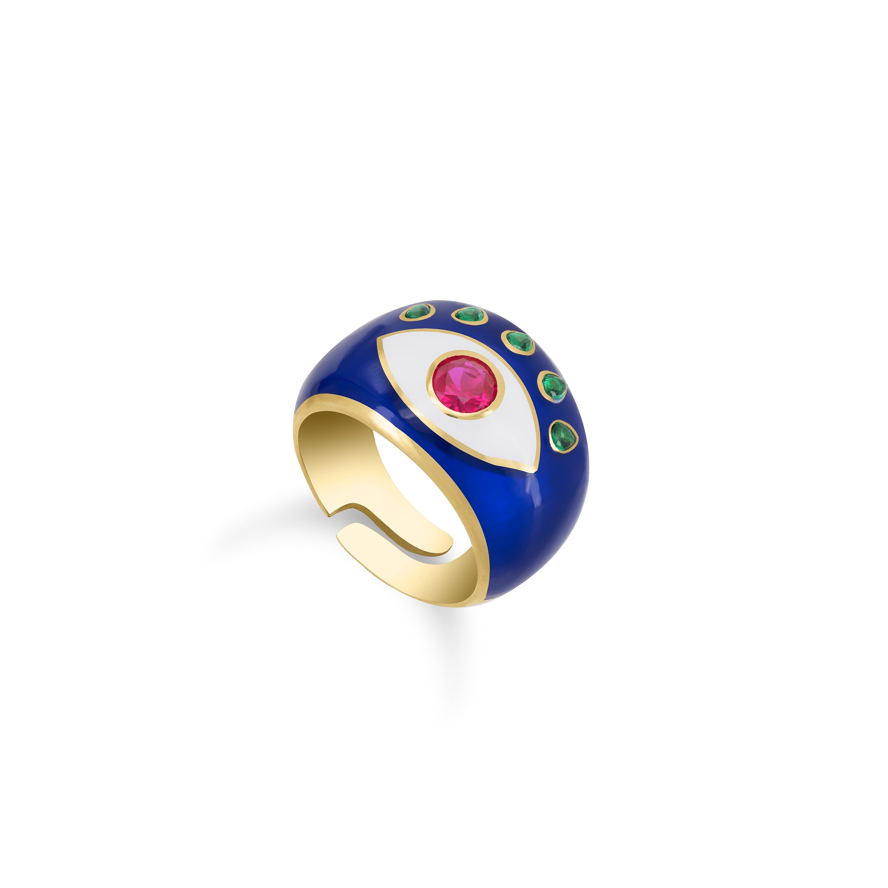 Enamel Engrave Chunky Evil Eye Dome Ring