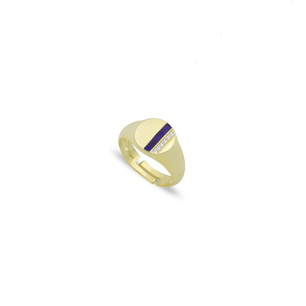 Enamel One Line Signet Pinky Ring