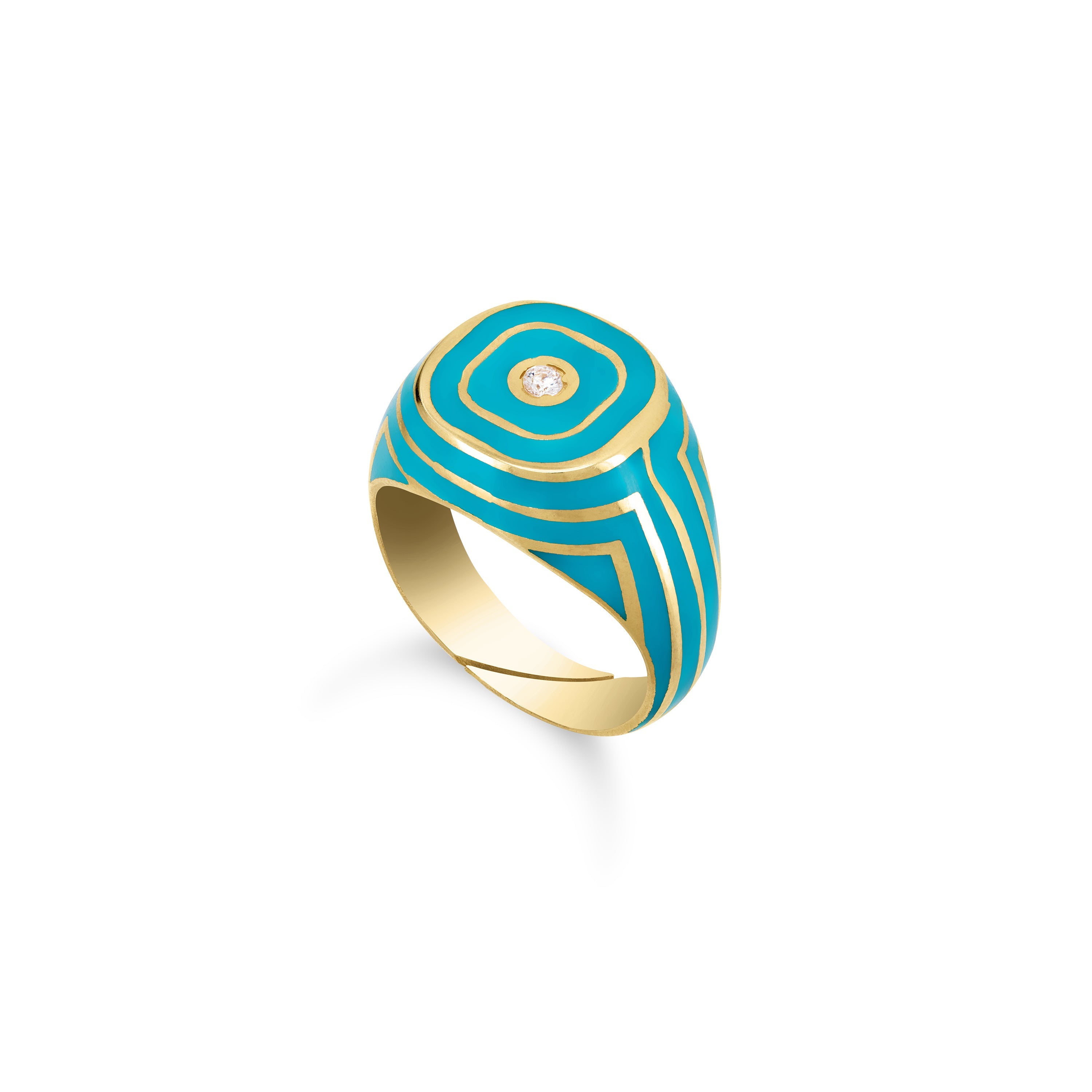 Enamel Square Signet Ring