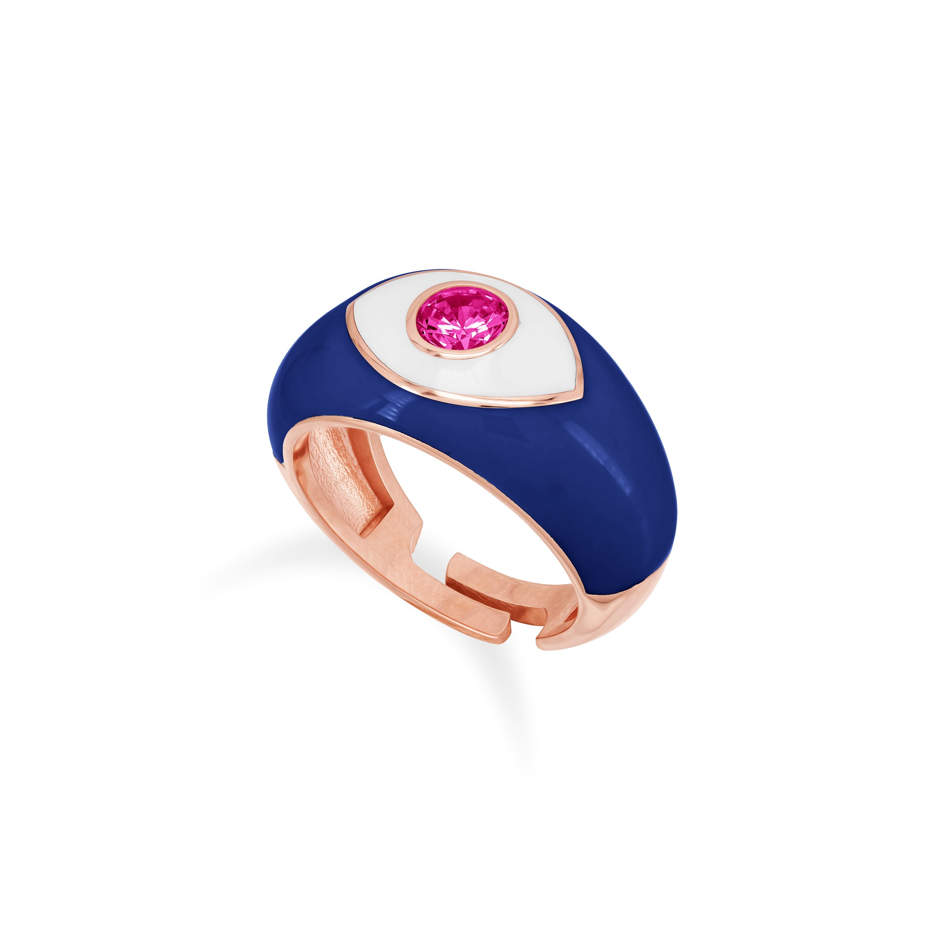 Evil Eye Enamel Dome Ring