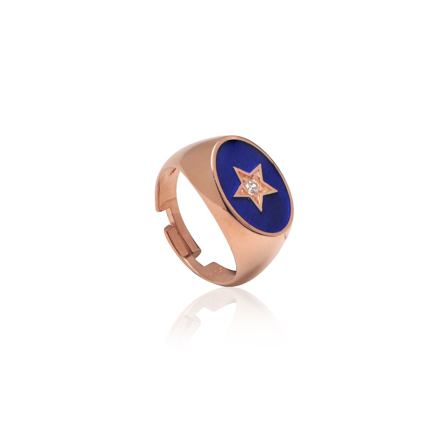 Oval Enamel Star Pinky Ring