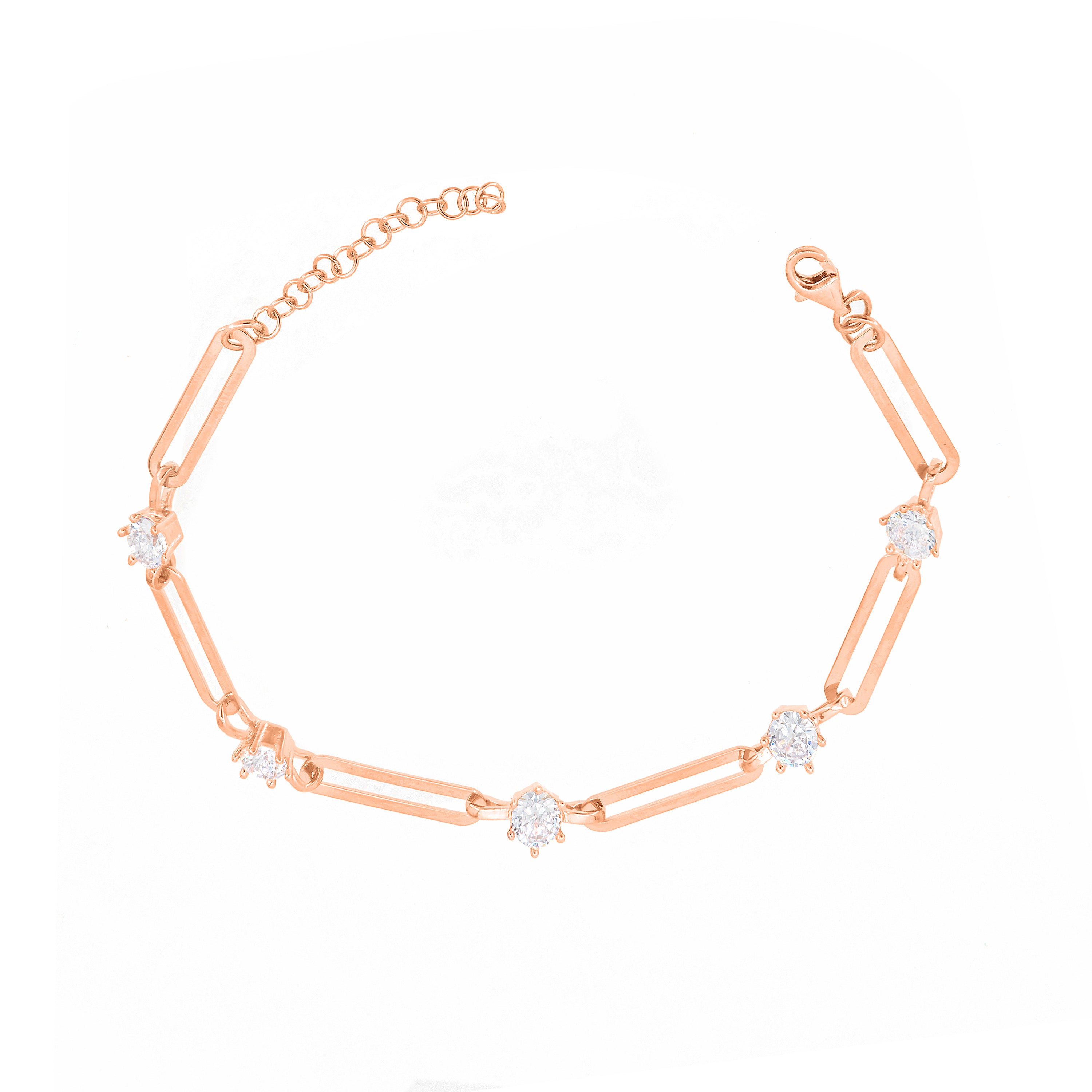 Paperclip With Dots Zirconia Bracelet