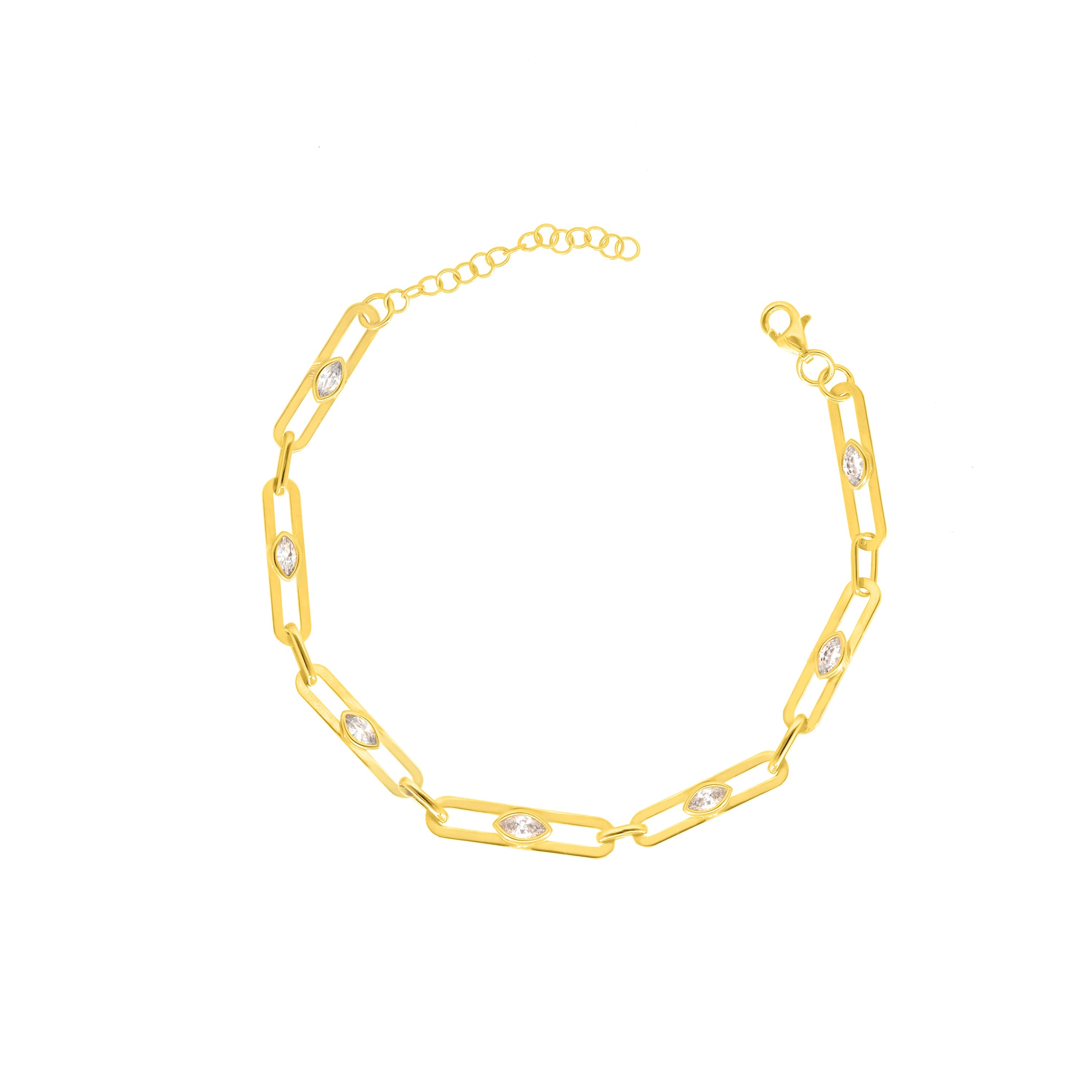 Paperclip With Marquise Zirconia Bracelet