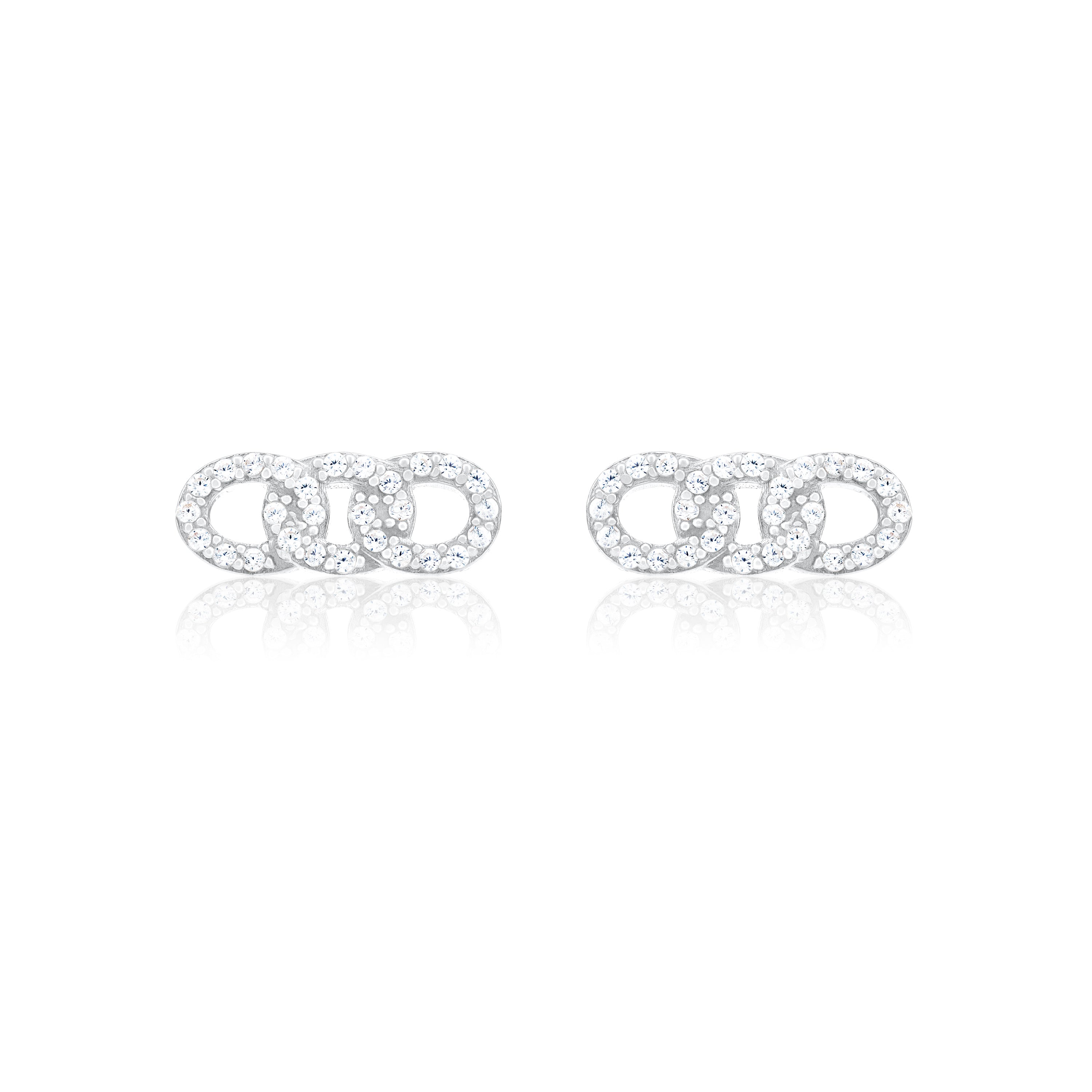 Pave Chain Link Bar Stud Earrings