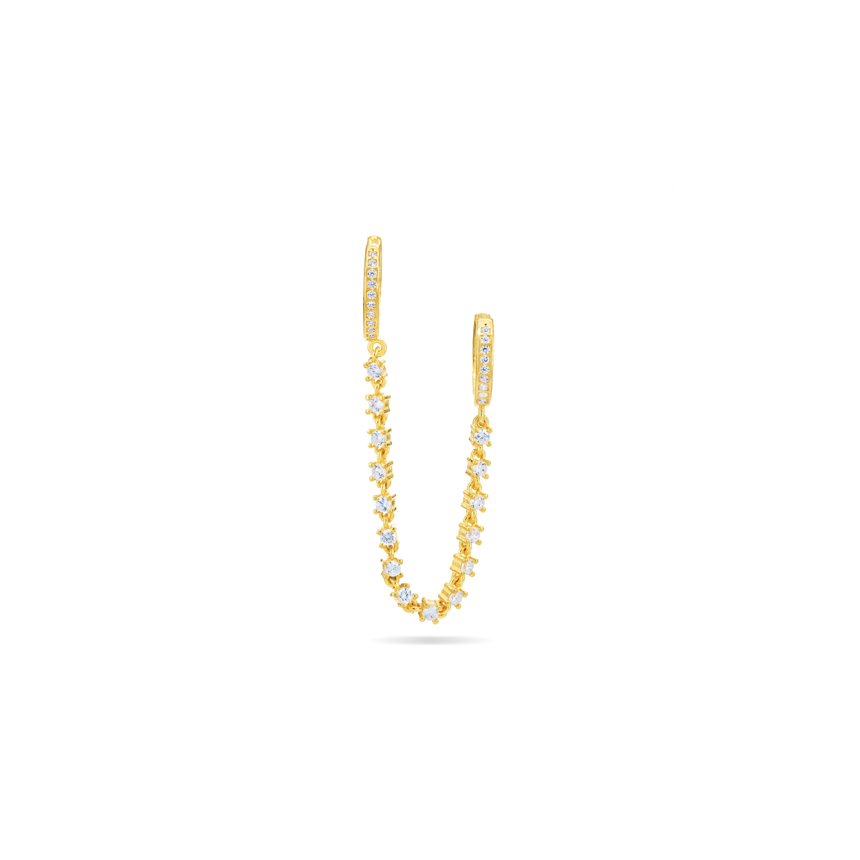 Piercing Tassel Ear Cuff Chain Mini Cubic Zirconia Hoop Earrings