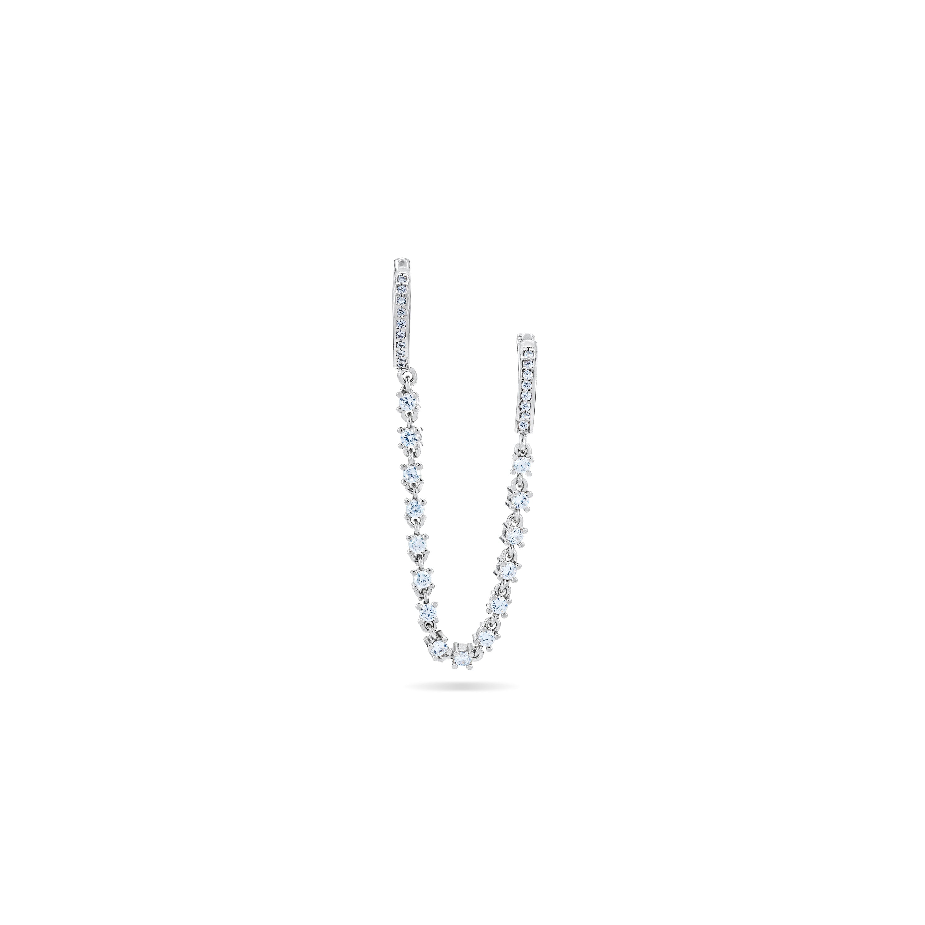 Piercing Tassel Ear Cuff Chain Mini Cubic Zirconia Hoop Earrings