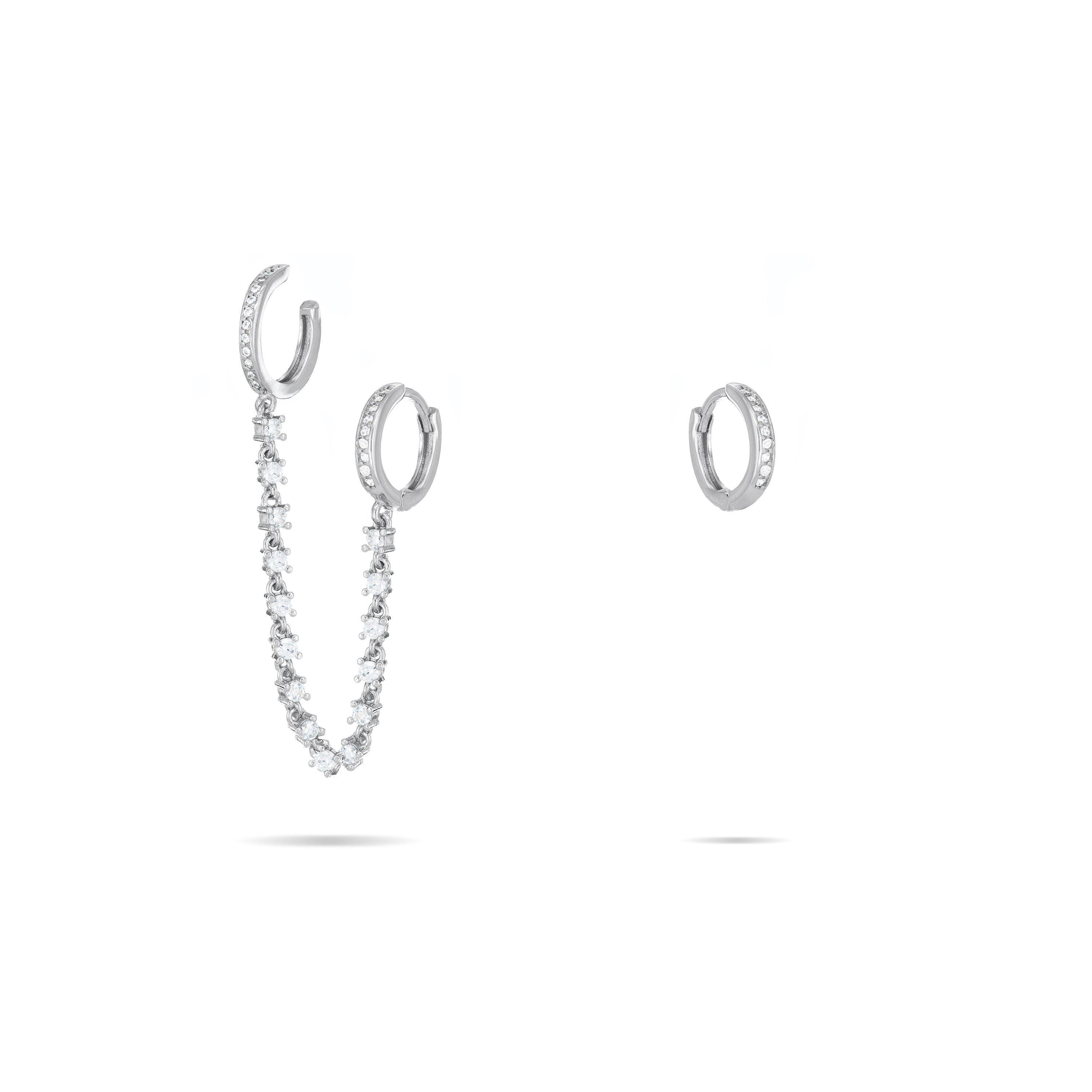 Piercing Tassel Ear Cuff Chain Mini Cubic Zirconia Hoop Earring And Mini Hoop Earrings