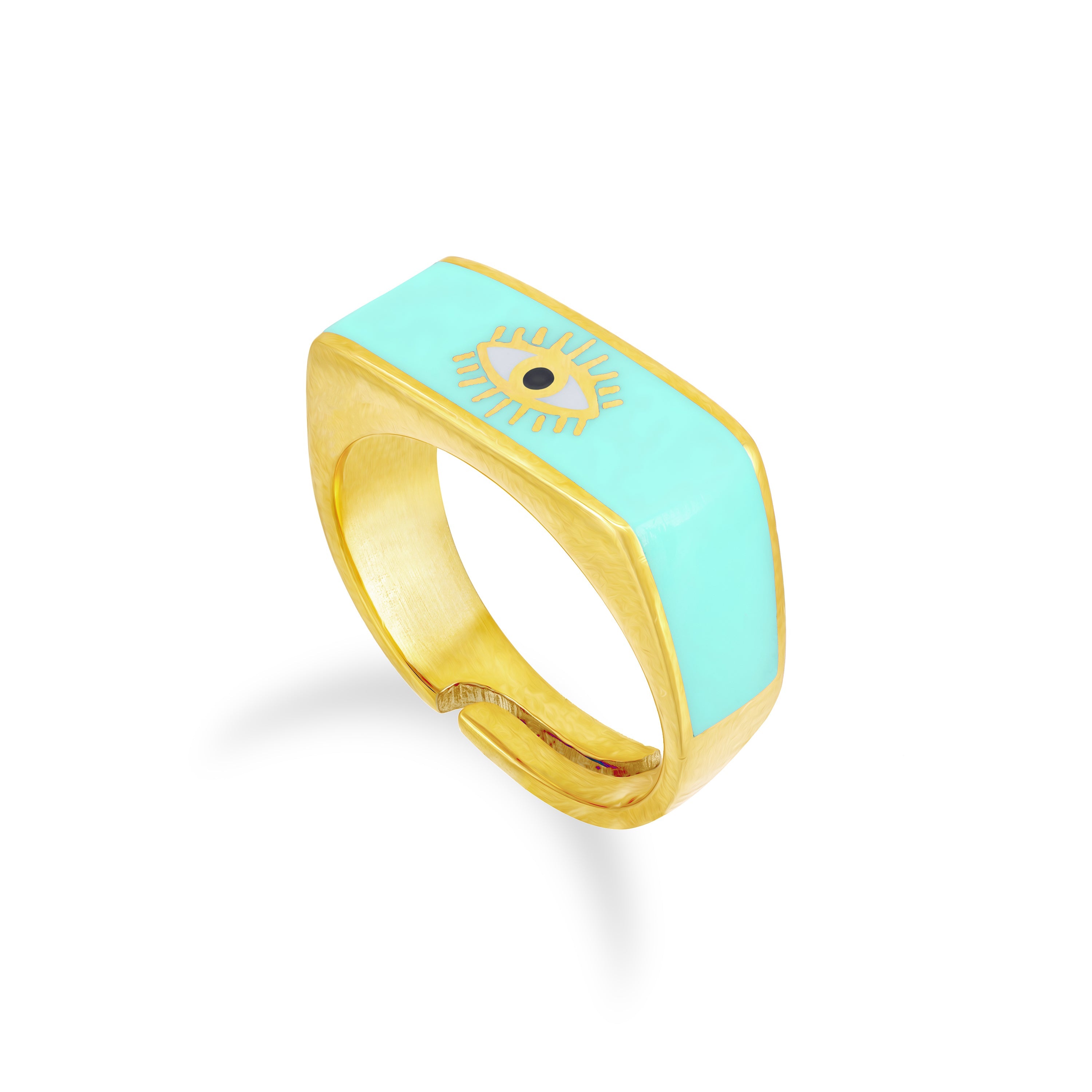 Rectangular Evil Eye Enamel Ring