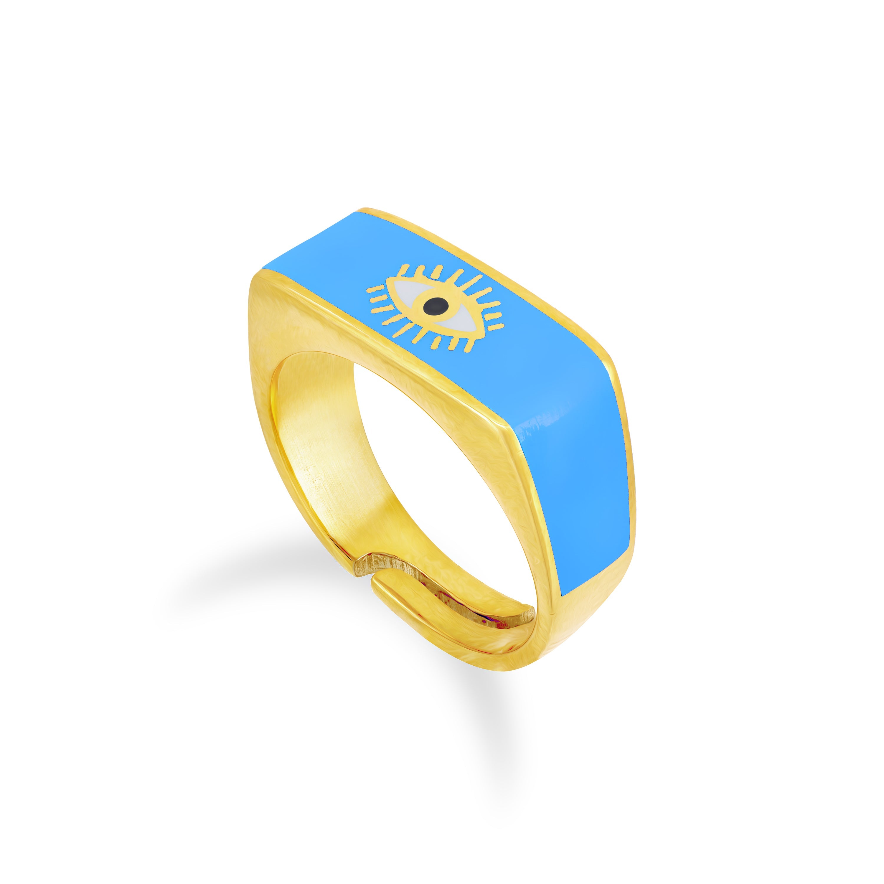 Rectangular Evil Eye Enamel Ring