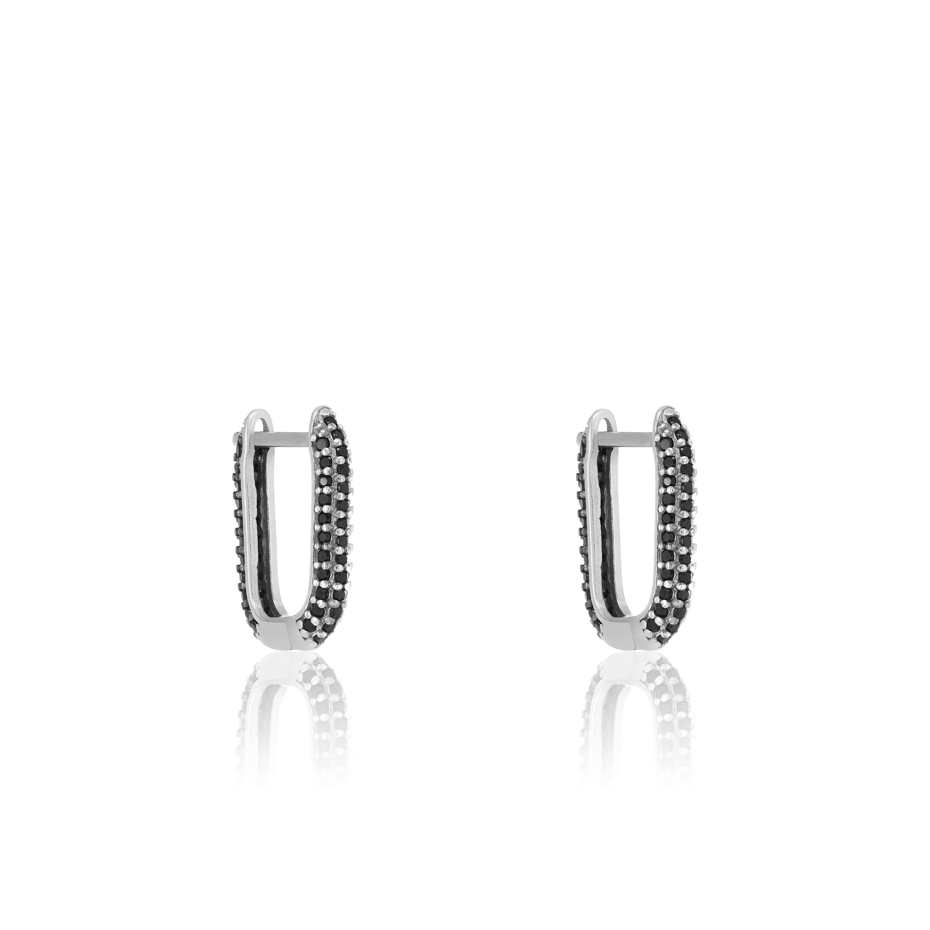 Rectangular Pave Paperclip Hoop Earrings