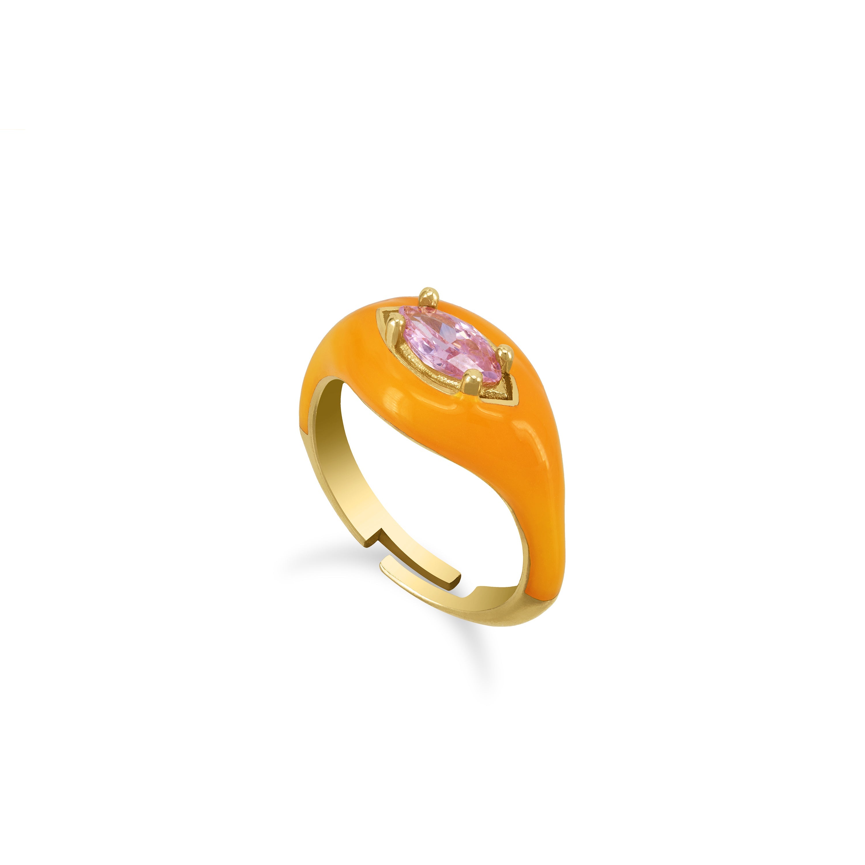 Sleek Enamel Dome Marquise Ring