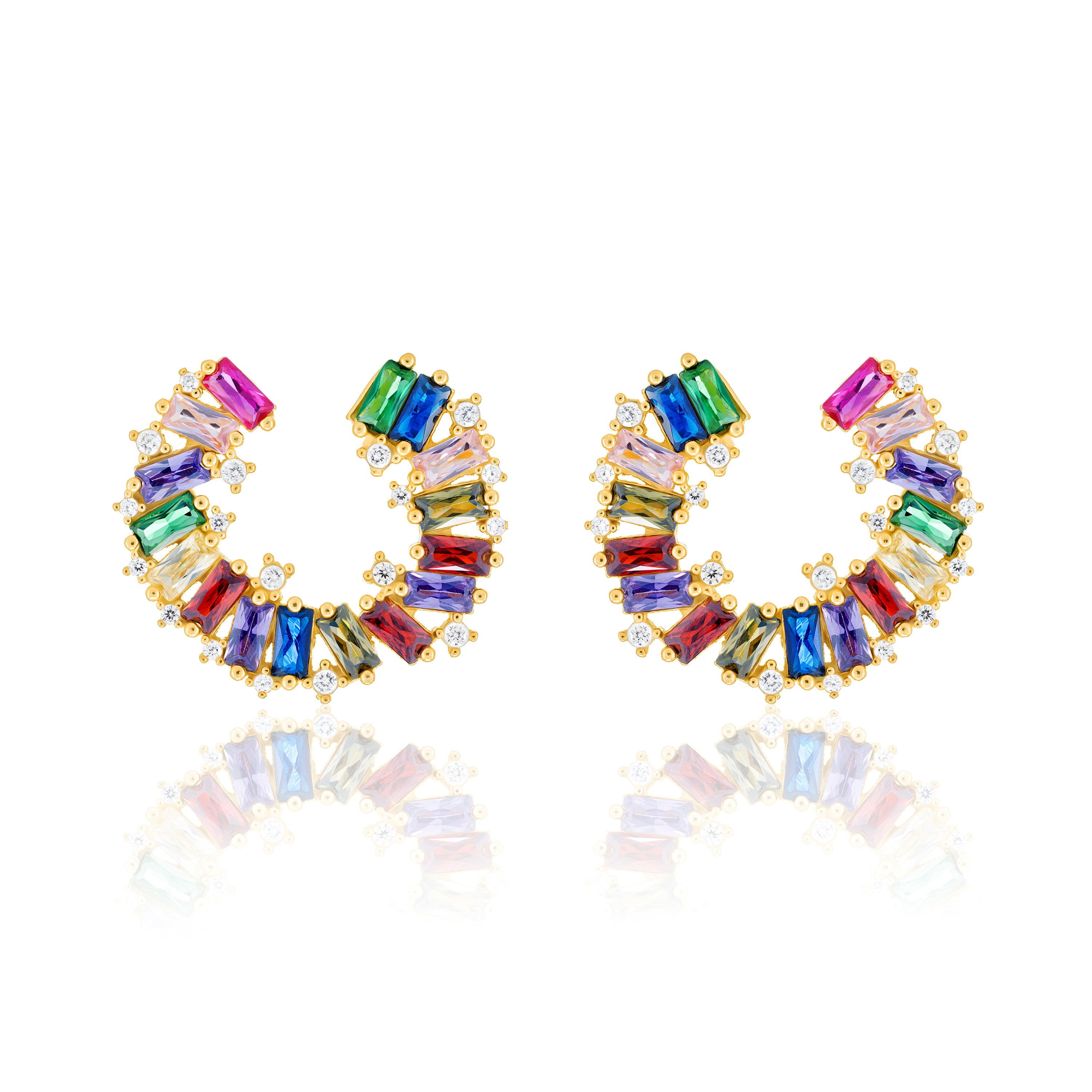 Small Baguette Spiral Earrings
