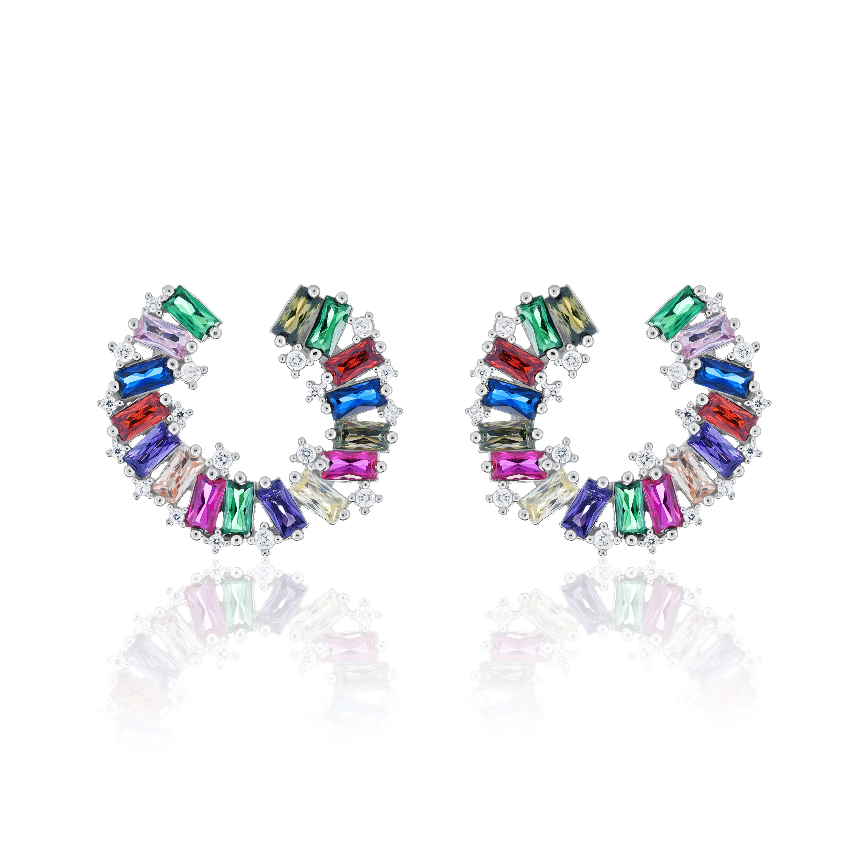 Small Baguette Spiral Earrings