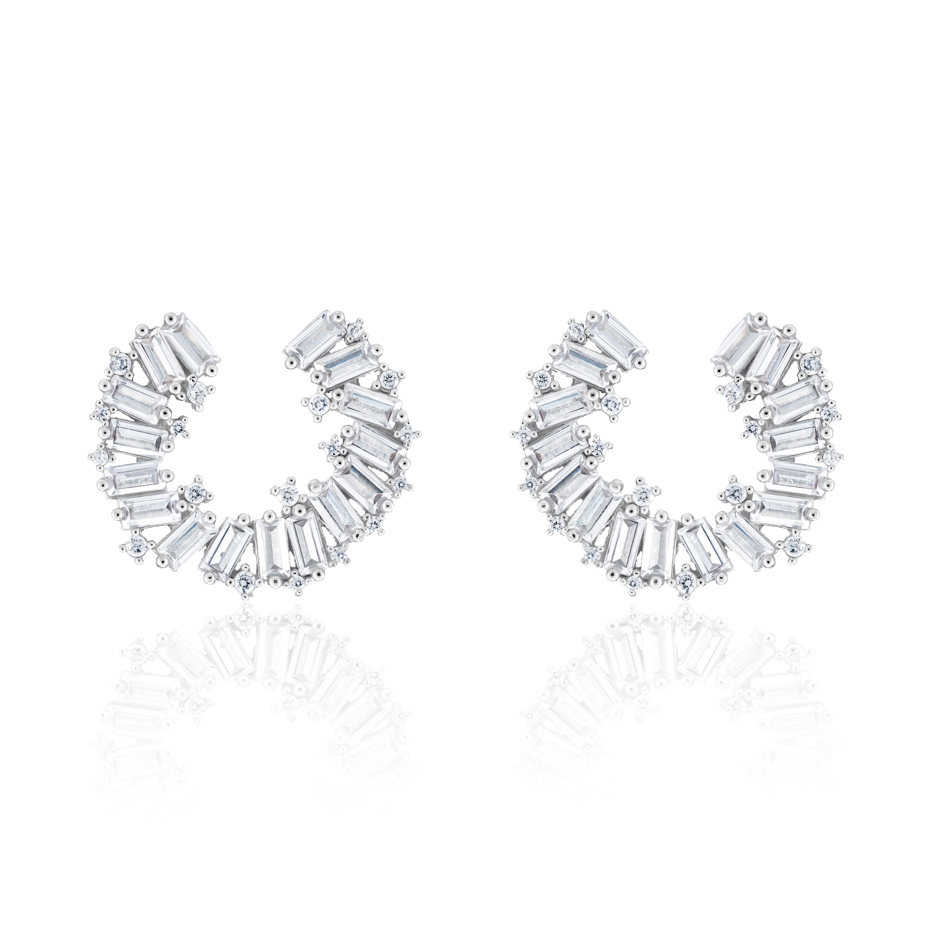 Small Baguette Spiral Earrings