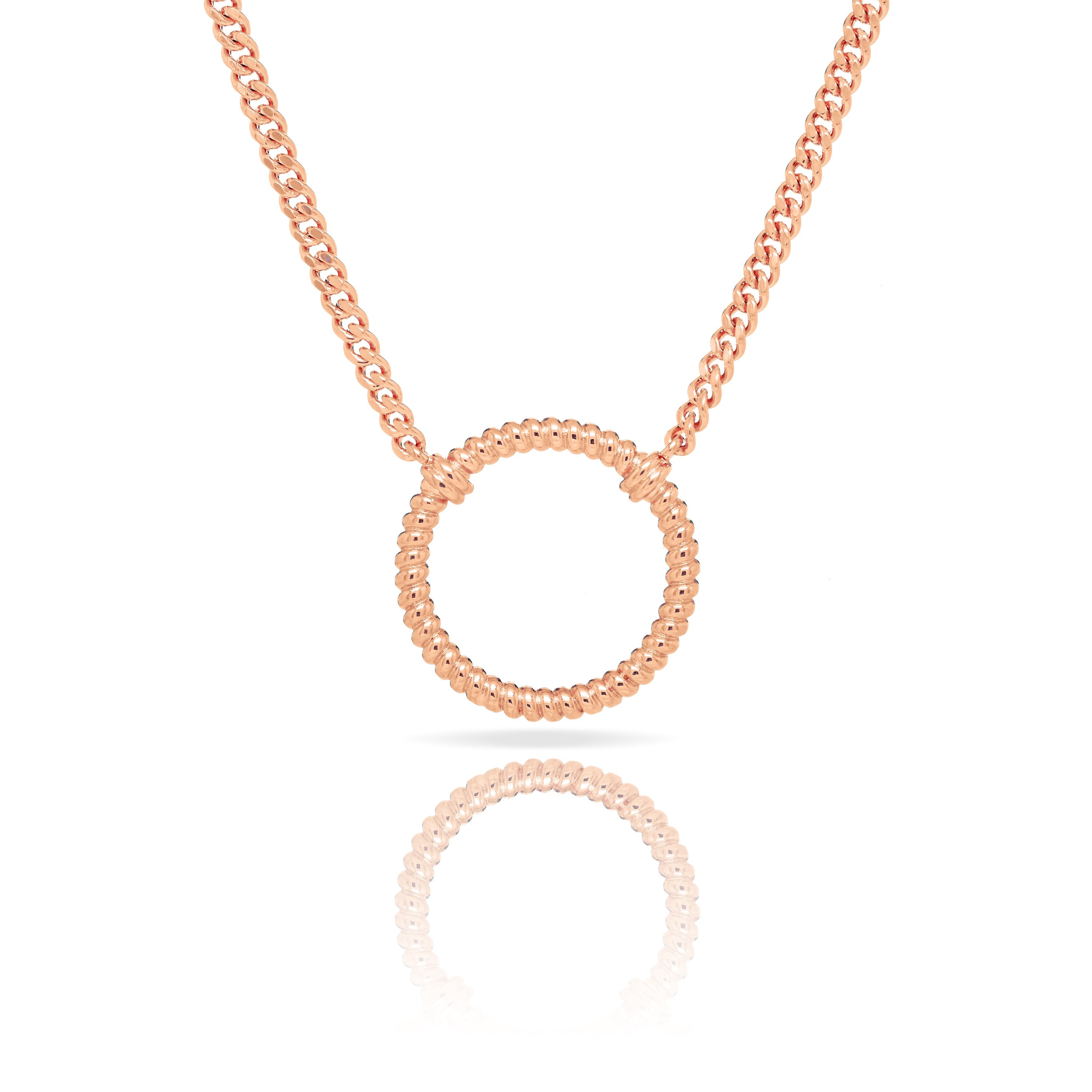 Twisted Circle Pendant With Curb Chain Necklace