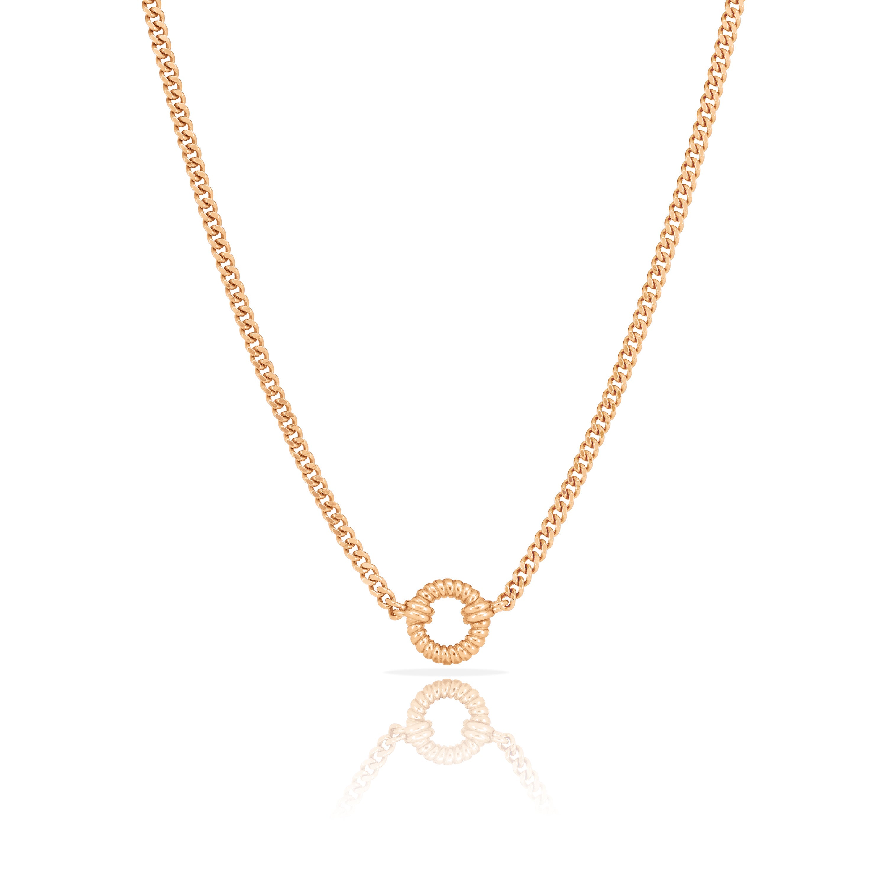 Twisted Circle Pendant With Curb Chain Necklace