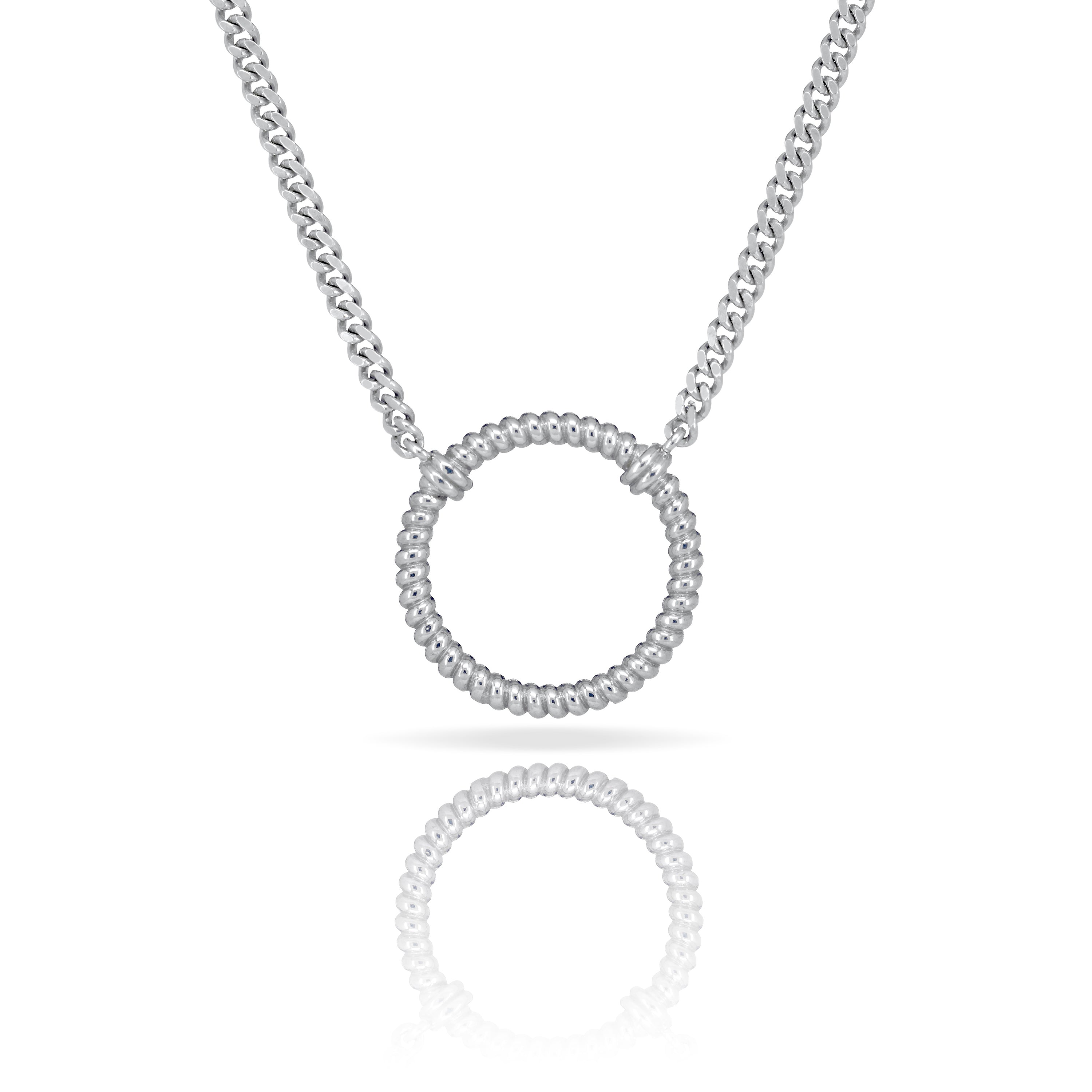 Twisted Circle Pendant With Curb Chain Necklace