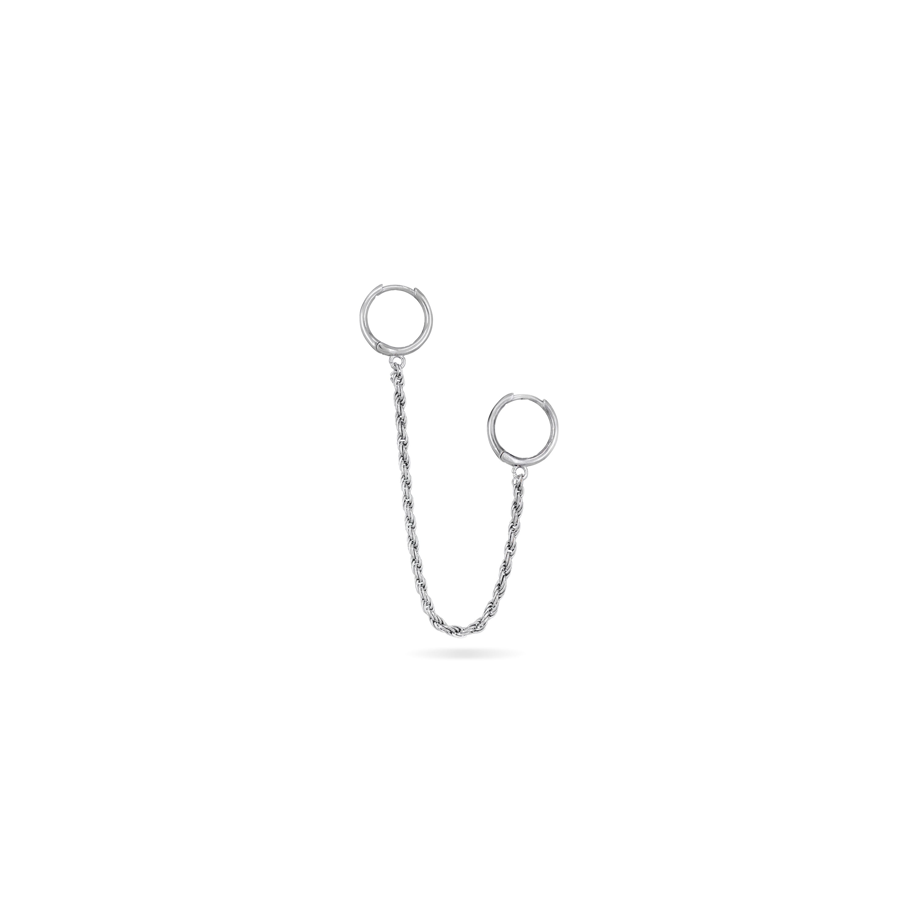 Two Hoop Simple Chain Earrings